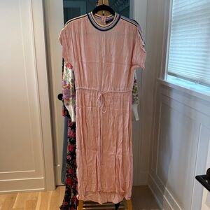 Zara Light Pink Maxi Dress with Striped Collar
